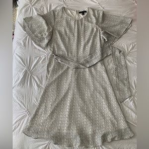 Banana Republic Ivory Black Pattern Dress Size 2 Petite